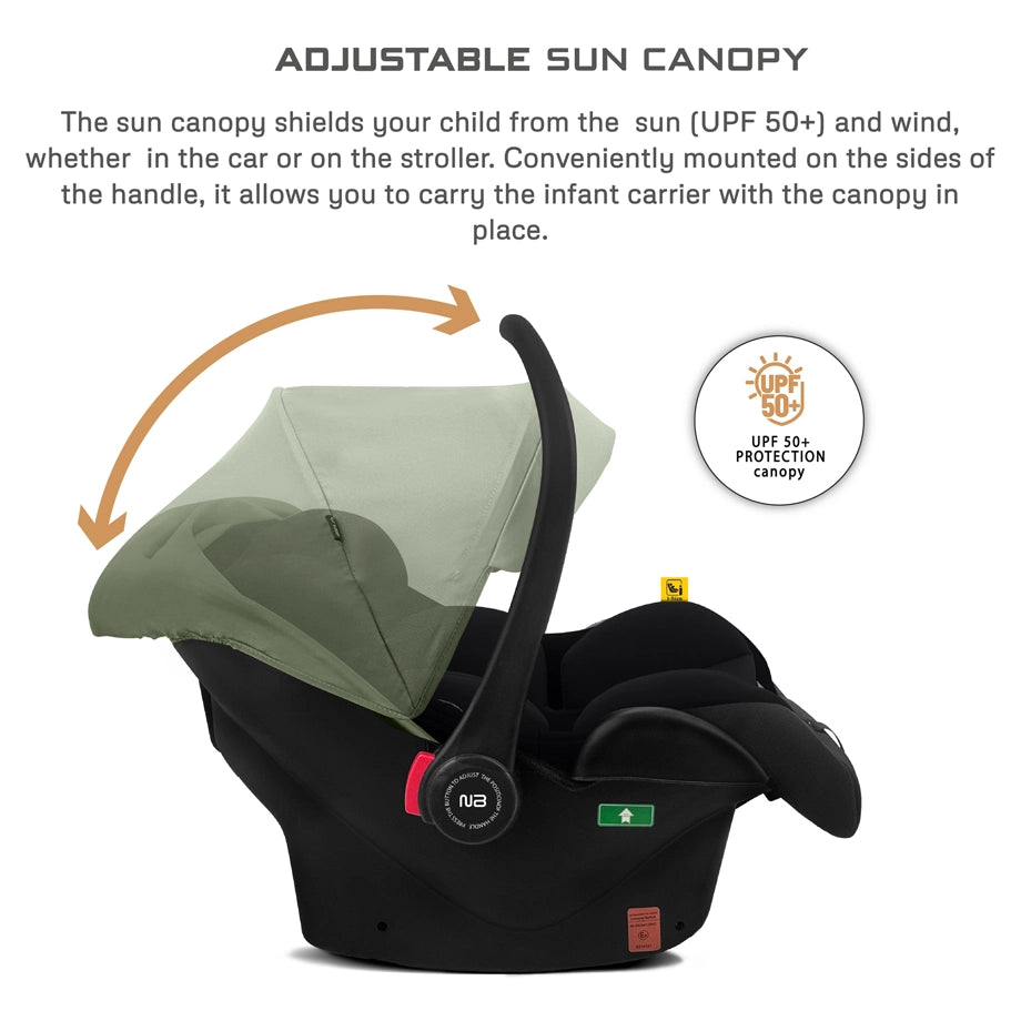 Neobreez Sacro I-Size Lightweight Baby Car Seat Carrier (Green/Black)