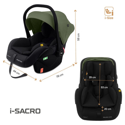 Neobreez Sacro I-Size Lightweight Baby Car Seat Carrier (Green/Black)