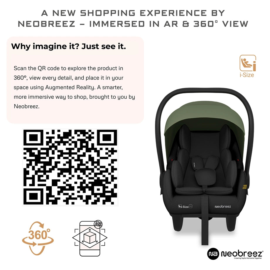 Neobreez Sacro I-Size Lightweight Baby Car Seat Carrier (Green/Black)