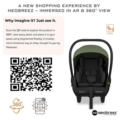 Neobreez Sacro I-Size Lightweight Baby Car Seat Carrier (Green/Black)