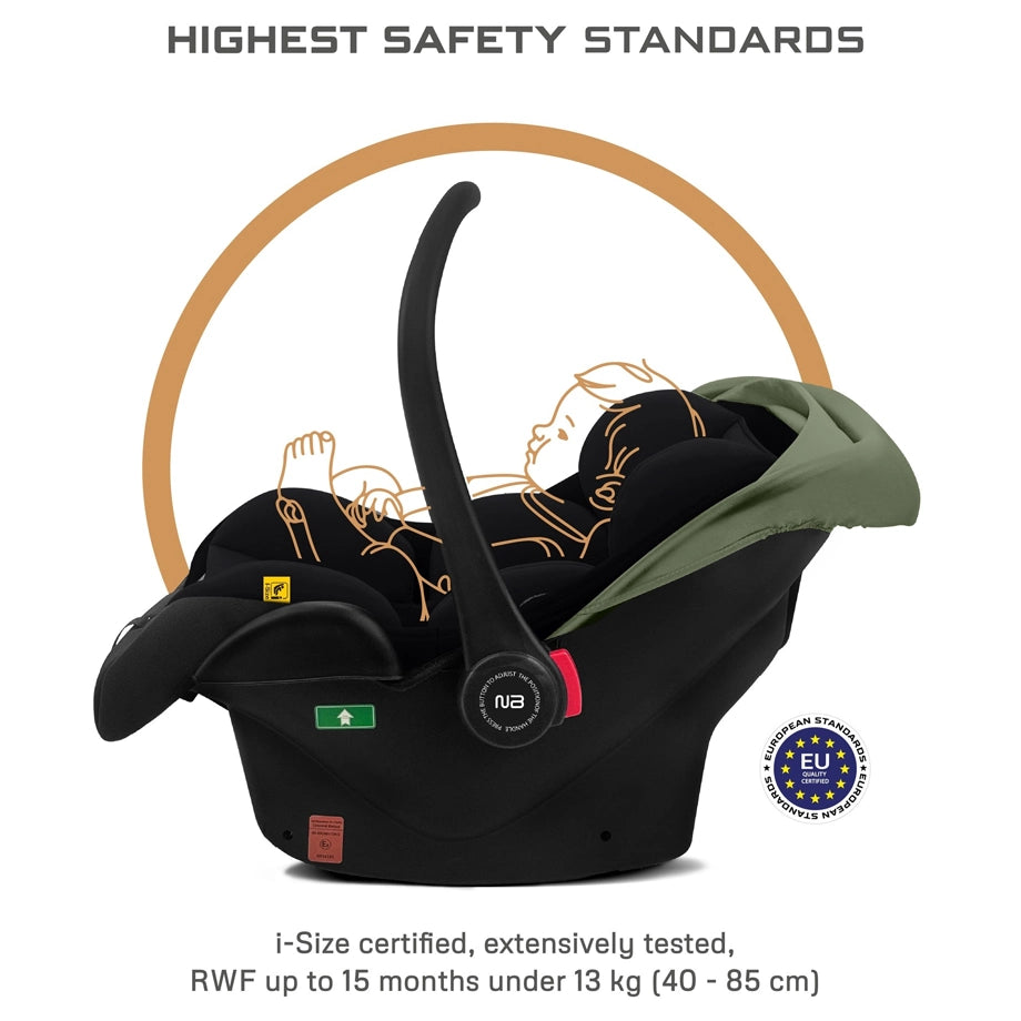 Neobreez Sacro I-Size Lightweight Baby Car Seat Carrier (Green/Black)