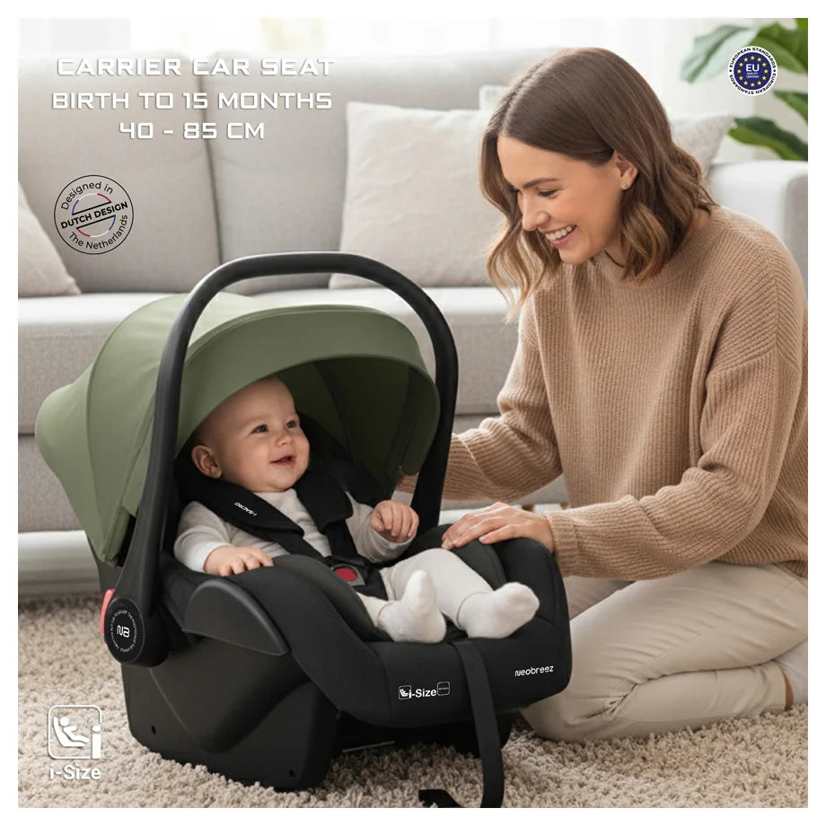 Neobreez Sacro I-Size Lightweight Baby Car Seat Carrier (Green/Black)