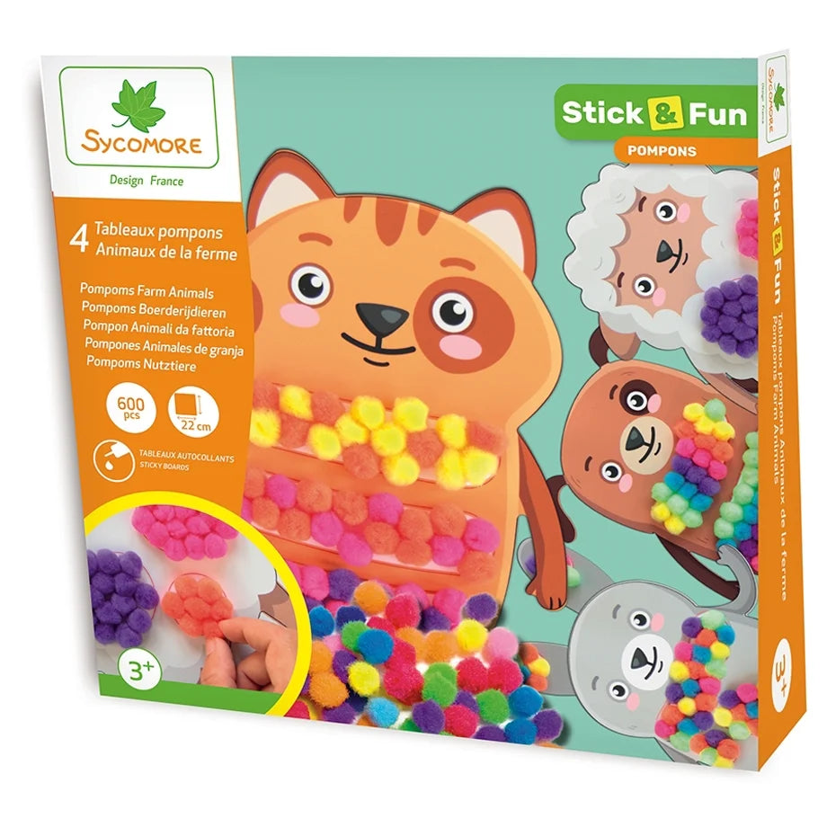 Sycomore 3 Pompom Boards Farm Animals