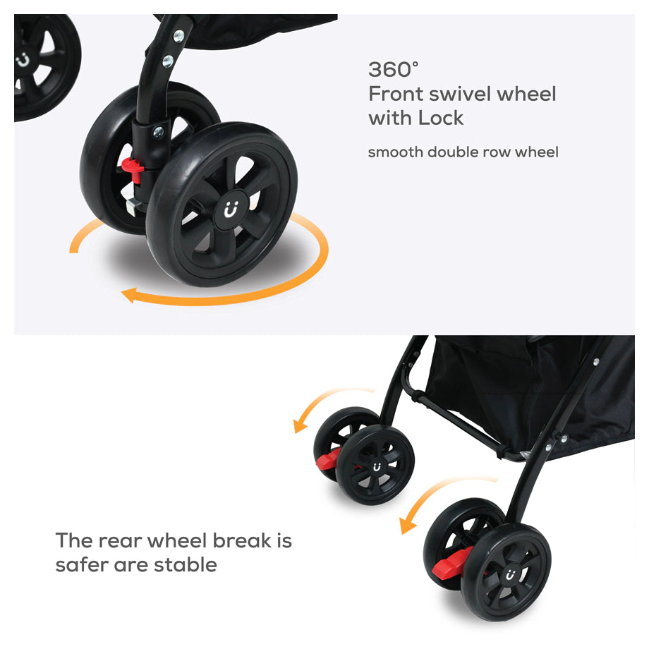 Nurtur Bliss Travel Stroller with Basket (Black)