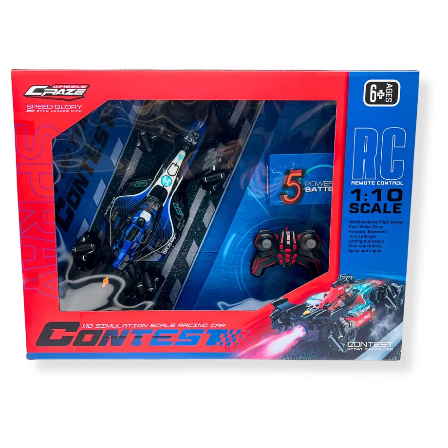 Crazewheels 2.4G RC Drifting Car with Spraying Function, Scale 1:10, Rechargeable