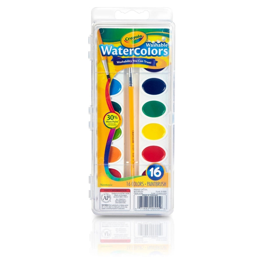 Crayola 16 Ct. Washable Watercolor Pans with Brush