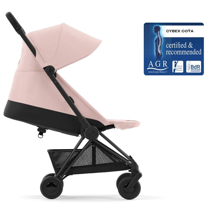 cybex coya recline Cybex Coya Ultra-Compact Stroller - Matt Black/Peach Pink