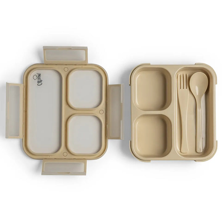 Citron Lunchbox with Fork and Spoon (Beige)