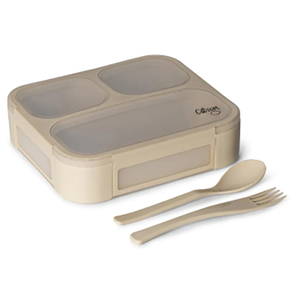 Citron Lunchbox with Fork and Spoon (Beige)