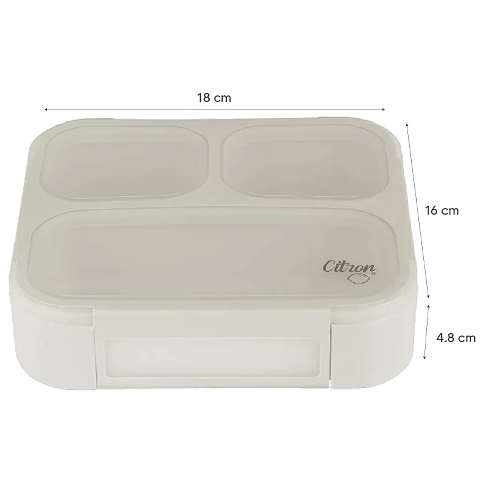 Citron Lunchbox with Fork and Spoon (Beige)
