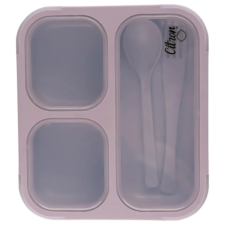 Citron Lunchbox with Fork and Spoon (Purple)