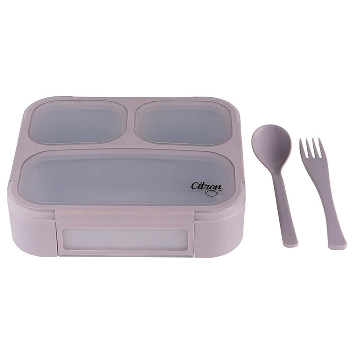 Citron Lunchbox with Fork and Spoon (Purple)