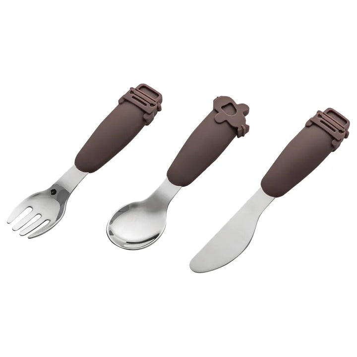 Citron Silicone Cutlery Set with Pouch Plum