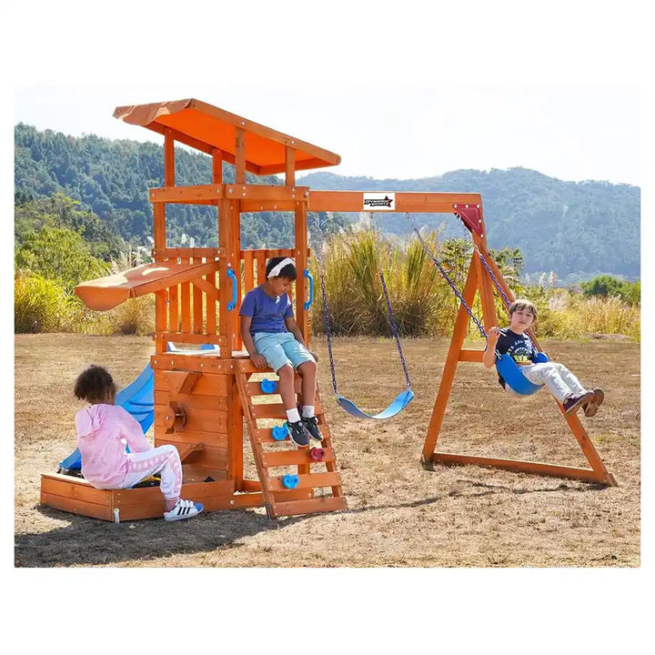 Dynamic Sports Arabian Caracal Wooden Swing Set Outdoor Playset