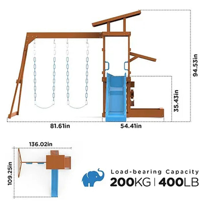Dynamic Sports Arabian Caracal Wooden Swing Set Outdoor Playset