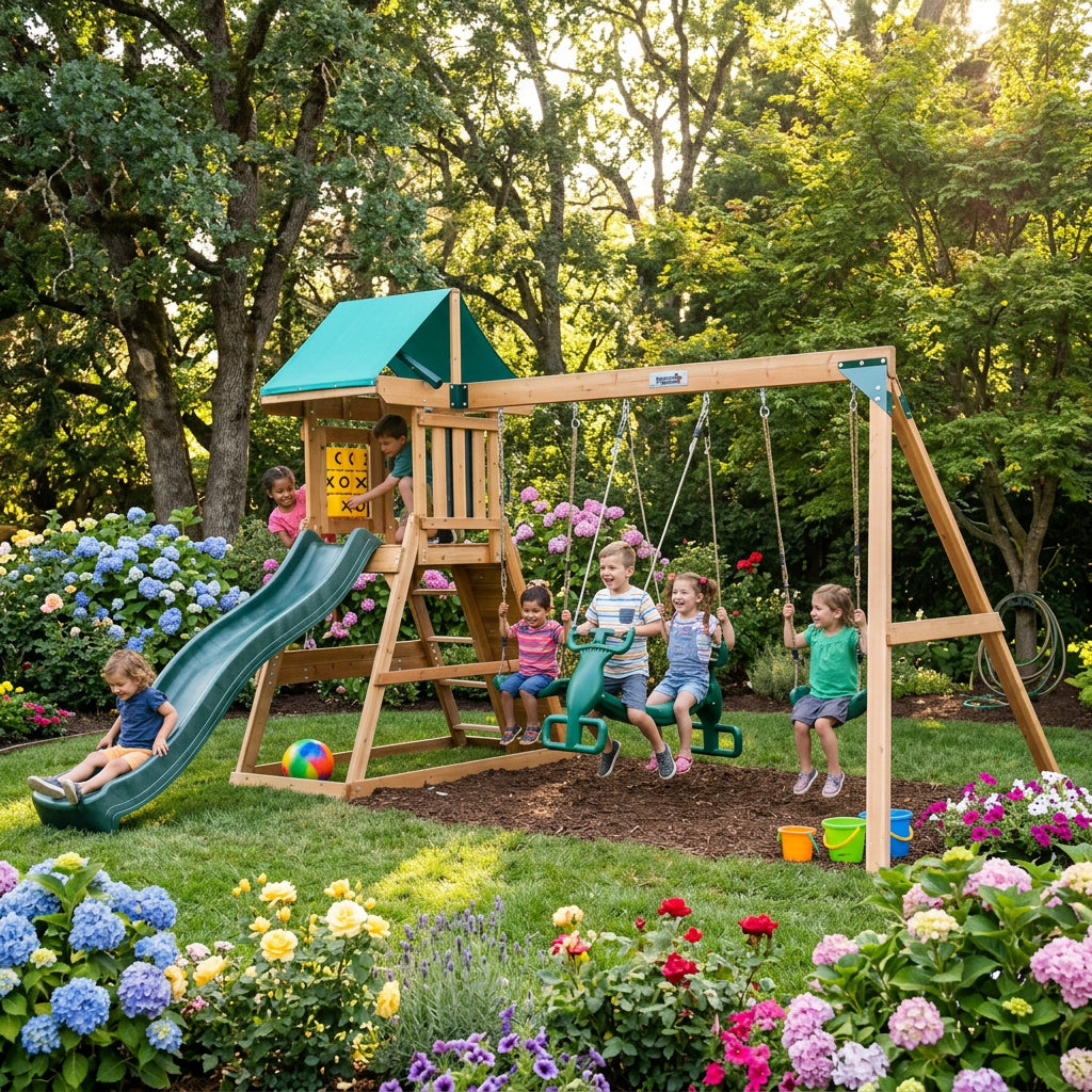 Dynamic Sports Arabian Baboon Wooden Swing Set
