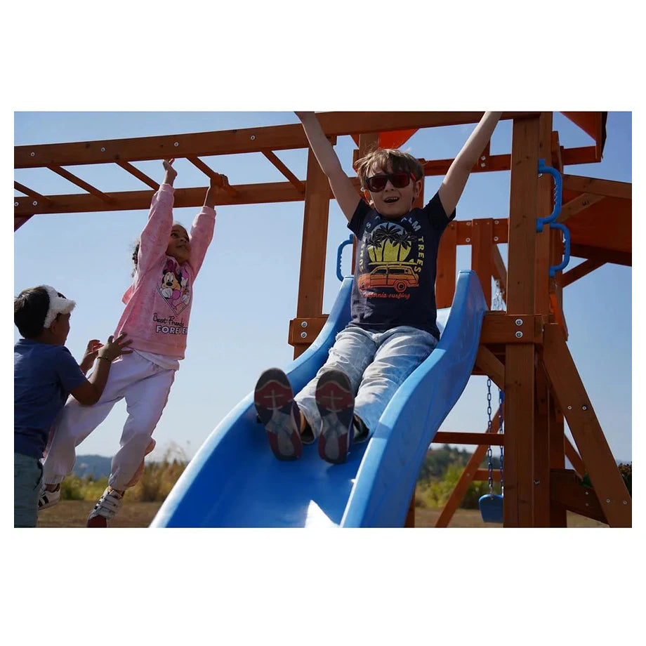 Dynamic Sports Arabian Pronghorn Wooden Swing Set Outdoor Playset for Kids