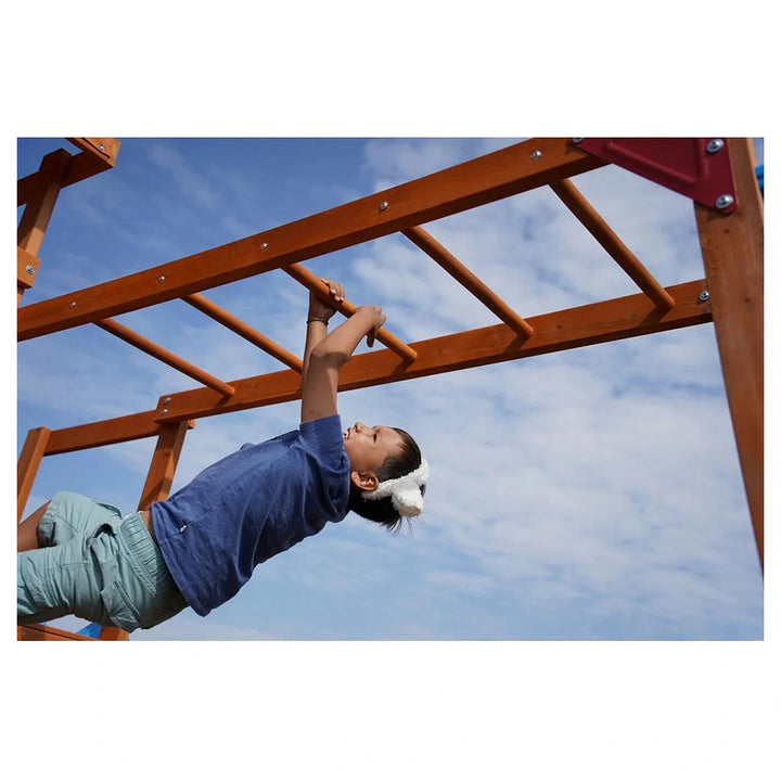 Dynamic Sports Arabian Pronghorn Wooden Swing Set Outdoor Playset for Kids