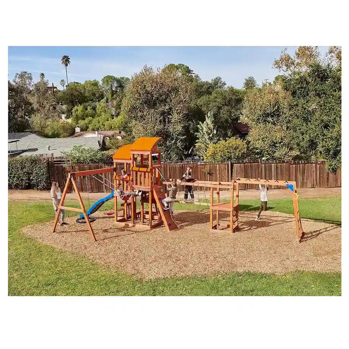 Dynamic Sports Arabian Oryx Extreme Wooden Swing Set Outdoor Playset for Kids