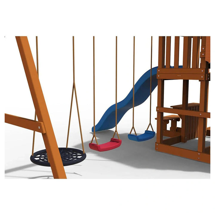 Dynamic Sports Arabian Oryx Extreme Wooden Swing Set Outdoor Playset for Kids