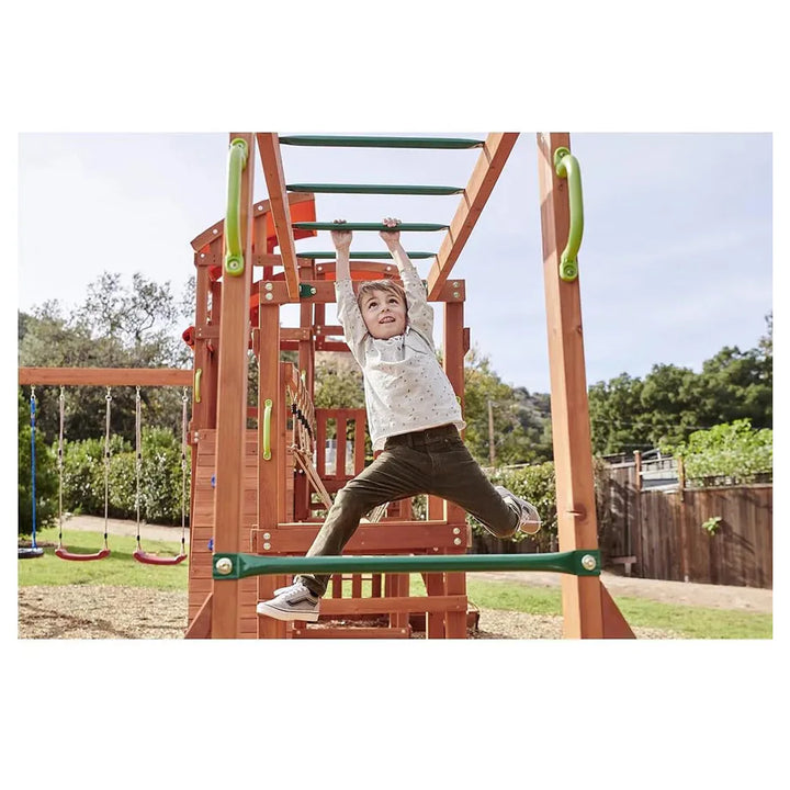 Dynamic Sports Arabian Oryx Extreme Wooden Swing Set Outdoor Playset for Kids