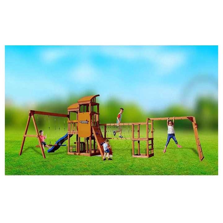 Dynamic Sports Arabian Oryx Extreme Wooden Swing Set Outdoor Playset for Kids