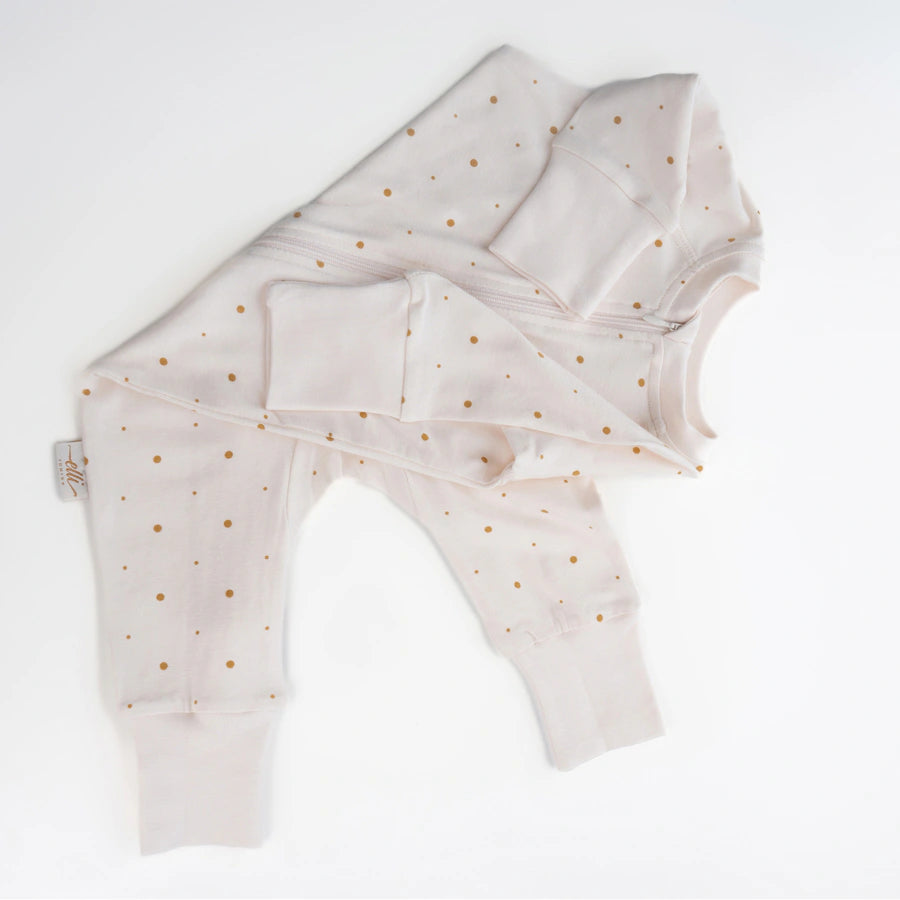 Elli Junior Bamboo Two Way Zip Pajamas Golden Dots Elli Junior Bamboo Two Way Zip Pajamas Golden Dots