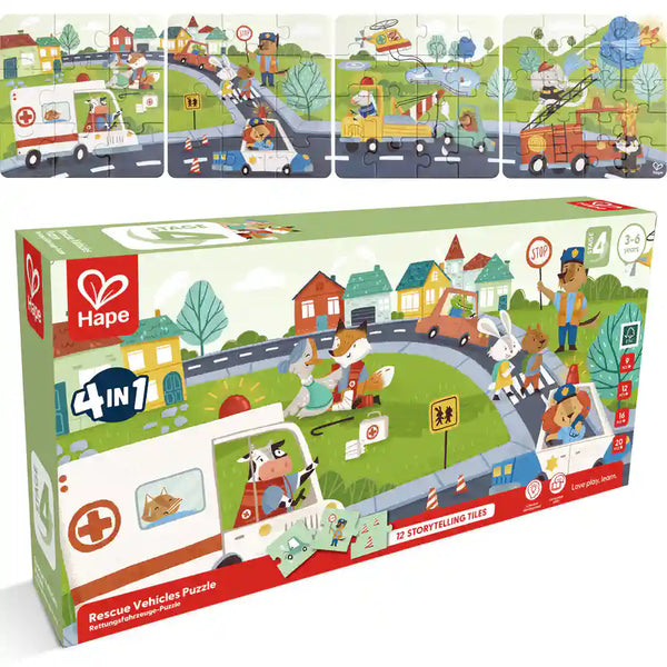 Hape Rescue Vehicles Puzzle (80 x 20cm)