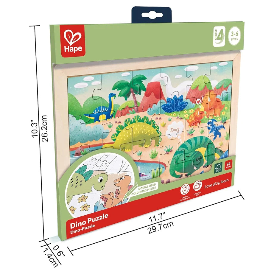 Hape Dinosaur Double Sided Puzzle 24 Piece Educational Jigsaw