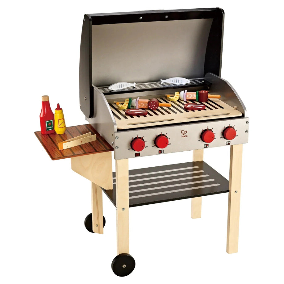 Hape Wooden Gourmet Grill with 22-Piece BBQ Kitchen Playset
