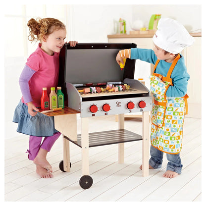 Hape Wooden Gourmet Grill with 22-Piece BBQ Kitchen Playset