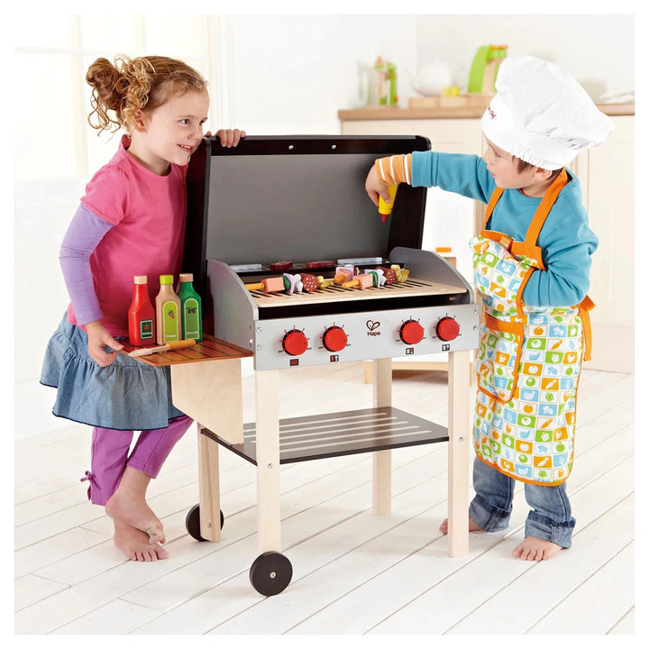 Hape Wooden Gourmet Grill with 22-Piece BBQ Kitchen Playset