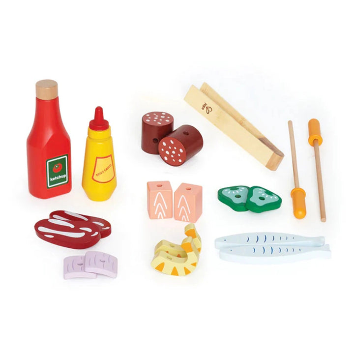Hape Wooden Gourmet Grill with 22-Piece BBQ Kitchen Playset