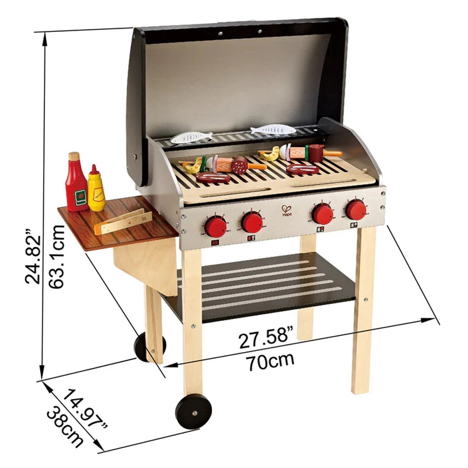 Hape Wooden Gourmet Grill with 22-Piece BBQ Kitchen Playset