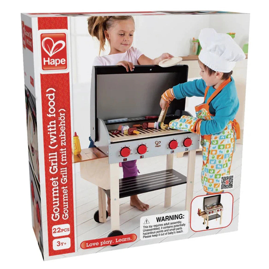Hape Wooden Gourmet Grill with 22-Piece BBQ Kitchen Playset