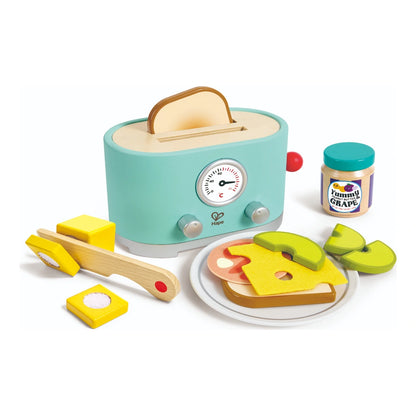 Hape Ding & Pop-up Wooden Toaster Playset with Accessories - 15 Pcs