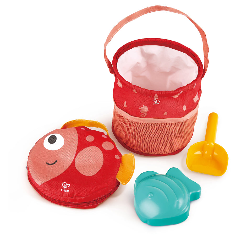 Hape Fold and Go Sand & Beach Set with Canvas Bag (4pcs)