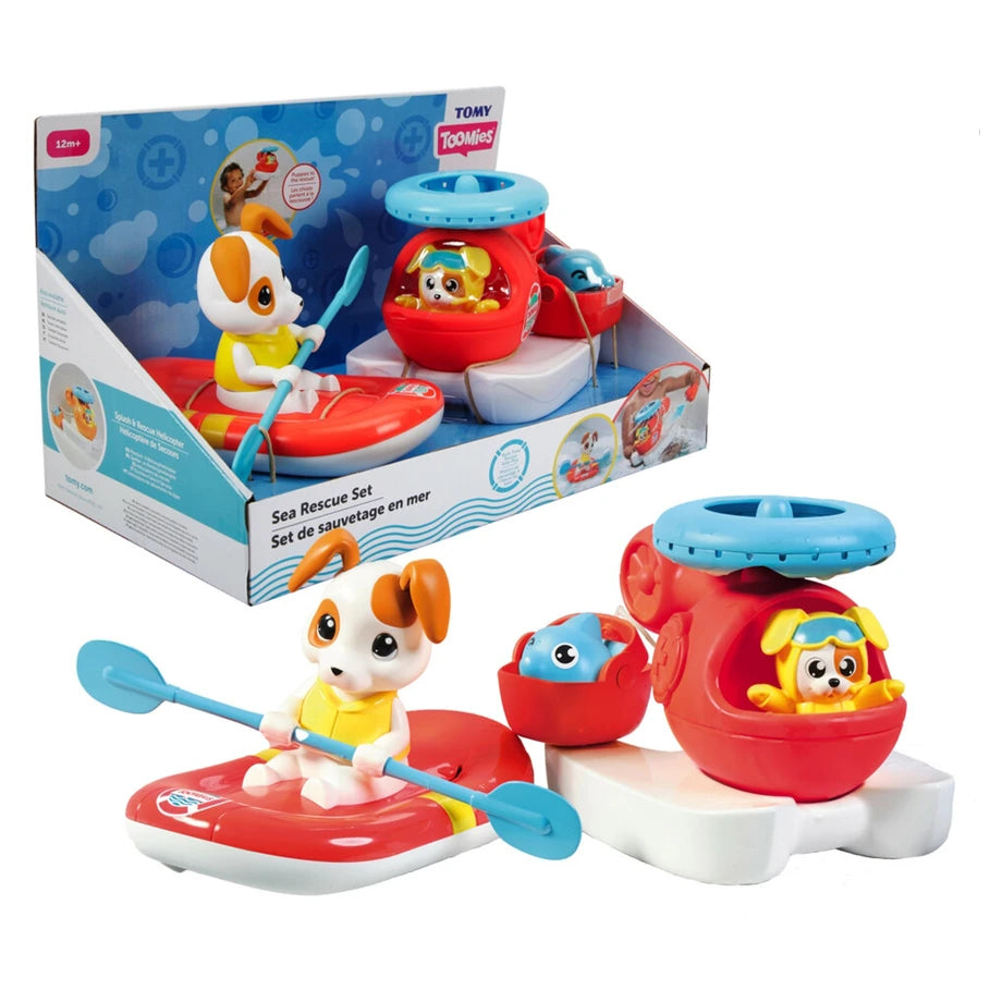 Tomy Toomies Sea Set Bath Toys Helicopter & Rescue Raft