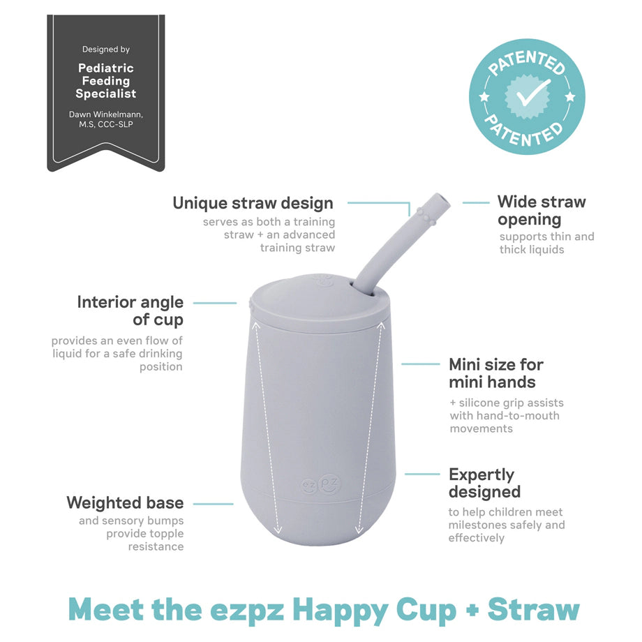 ezpz Happy Cup & Straw System (Pewter)