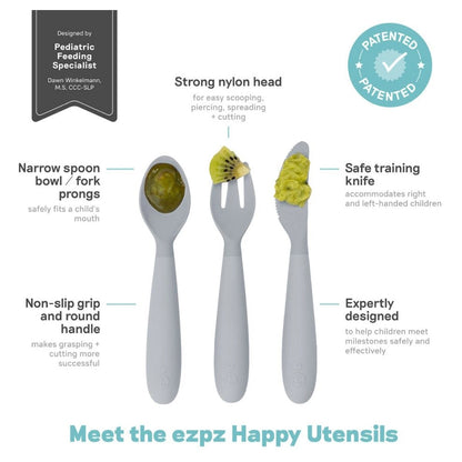 Ezpz Happy Utensils Pewter