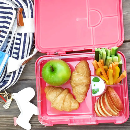 Eazy Kids 6 & 4 Convertible Bento Lunch Box Wit Sandwich Cutter Set (Pink)
