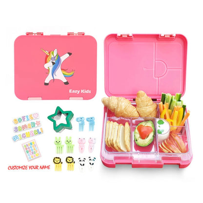 Eazy Kids 6 & 4 Convertible Bento Lunch Box (Unicorn Pink)