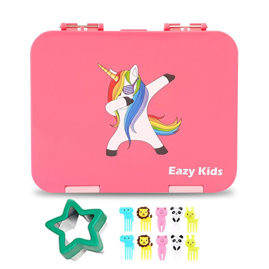 Eazy Kids 6 & 4 Convertible Bento Lunch Box (Unicorn Pink)
