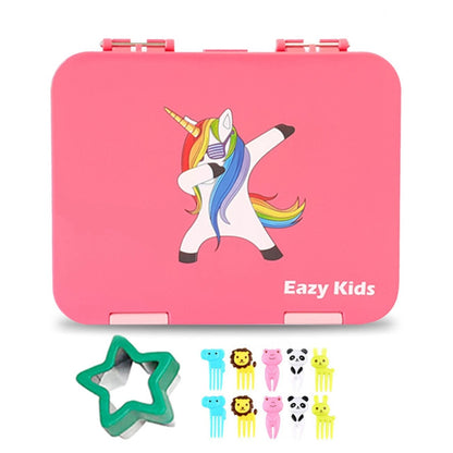 Eazy Kids 6 & 4 Convertible Bento Lunch Box (Unicorn Pink)