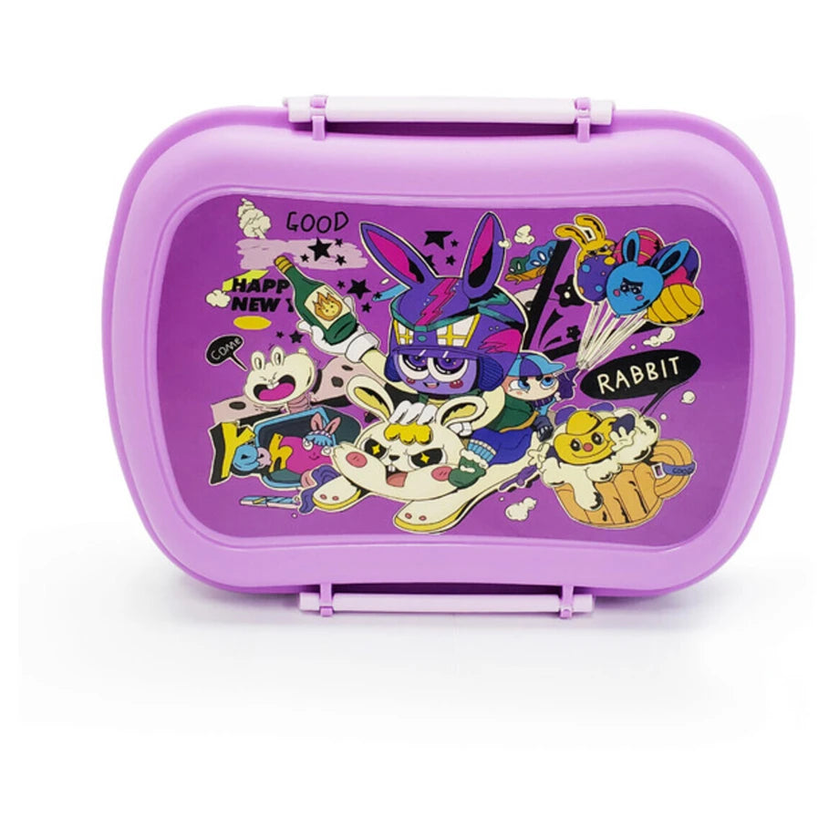 Eazy Kids Set of 2 Lunch Box & Water Bottle (Rabbit Purple)