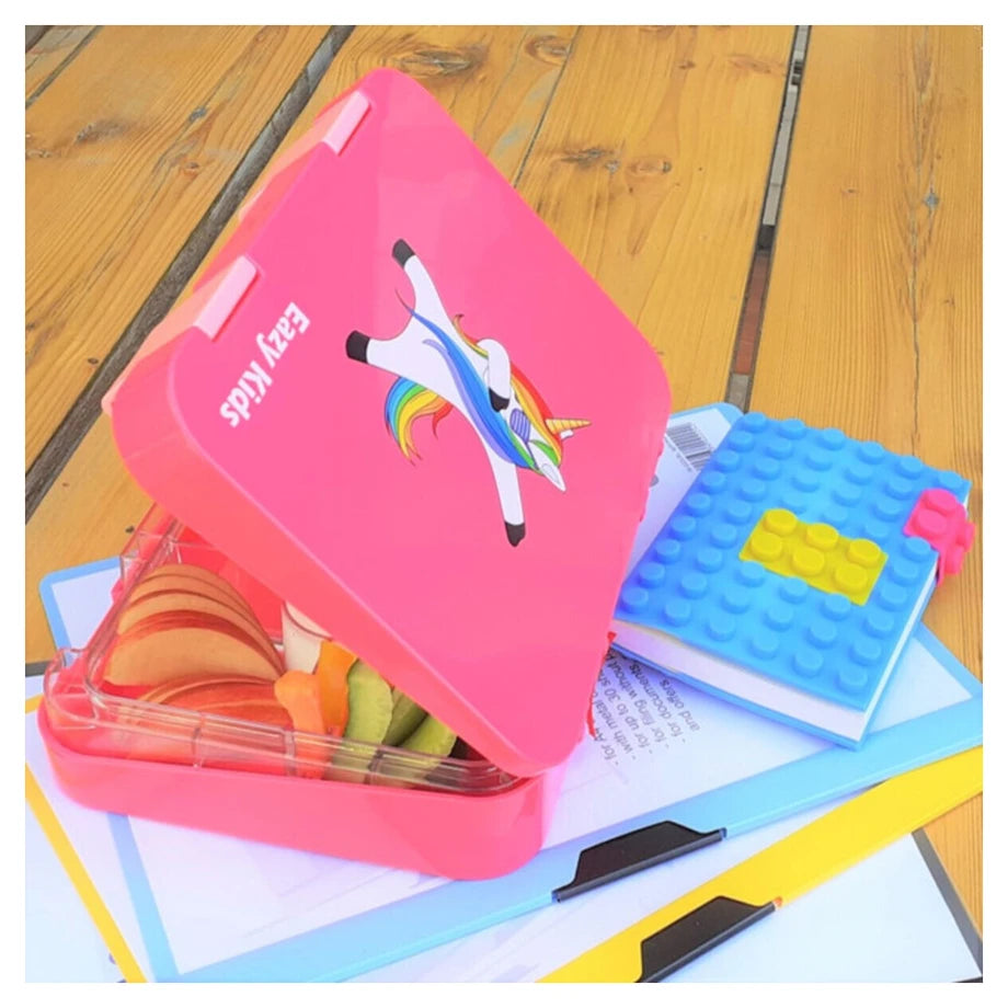 Eazy Kids 4 Compartment Bento Lunch Box (Unicorn Pink)