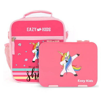 Eazy Kids 4 Compartment Bento Lunch Box (Unicorn Pink)