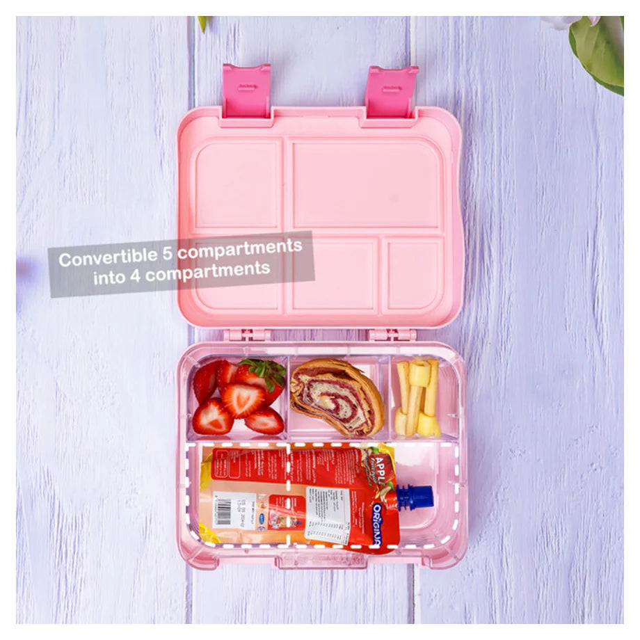 Eazy Kids 5 & 4 Convertible Bento Lunch Box wt Sandwich Cutter Set (Girl Power)