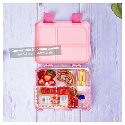 Eazy Kids 5 & 4 Convertible Bento Lunch Box wt Sandwich Cutter Set (Girl Power)