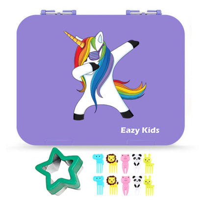 Eazy Kids 6 Compartment Bento Lunch Box (Unicorn Purple)